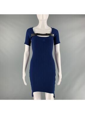 COURREGES Size S Blue Viscose Polyester Ribbed Fitted Dress